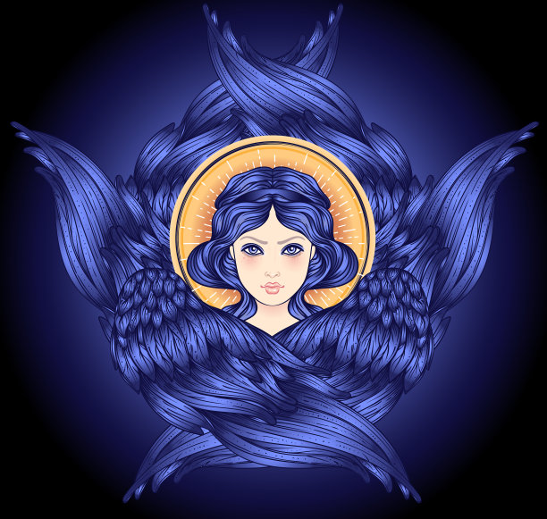 六翼天使六翼天使孤立手绘图片下载