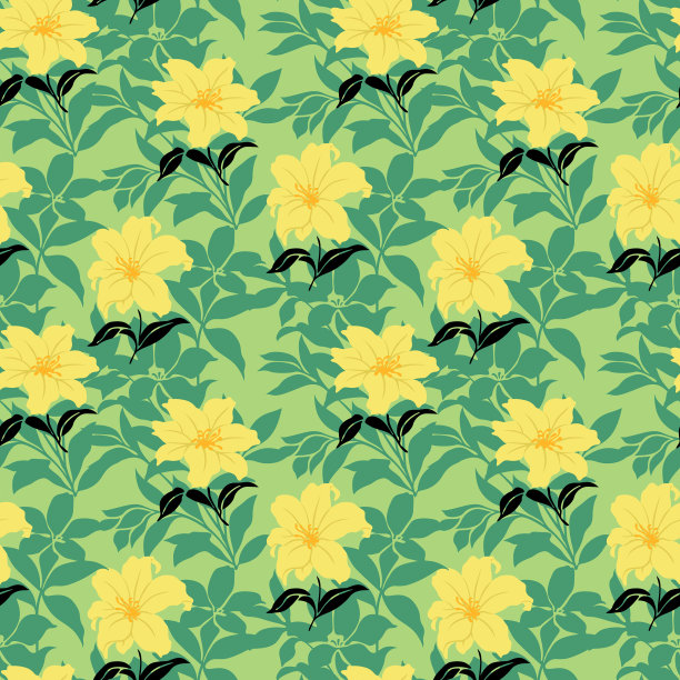 日本百合花矢量无缝模式图片下载