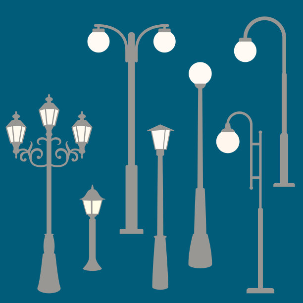 公园街灯平装风格图片下载