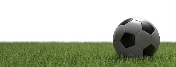足球，足球近景，绿草如茵的球场背景。三维演示图片下载
