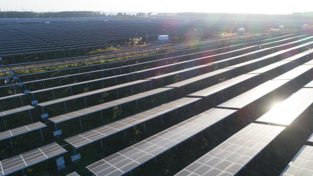 现代大型光伏太阳能板的特写。图片下载