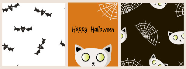 一套卡片和快乐的万圣节图案。图片下载
