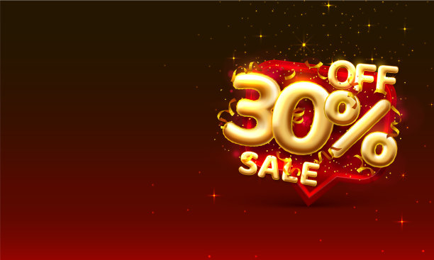 红色背景气球号减价30图片下载