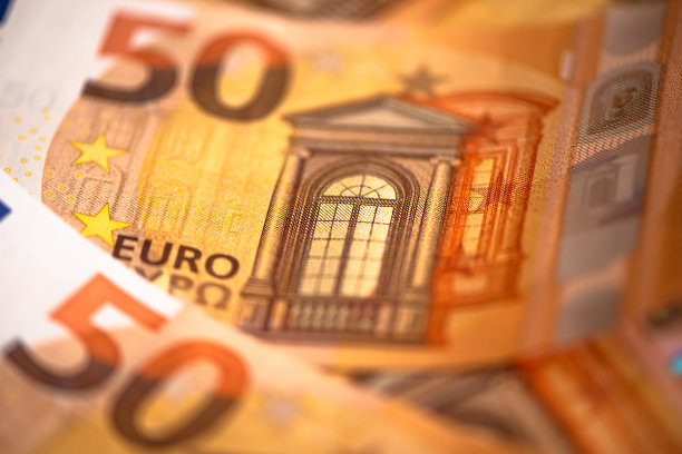 近距离门上的50欧元钞票的正前方图片下载
