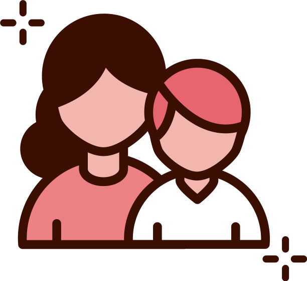 母亲节妇女和儿子肖像卡通线图片下载