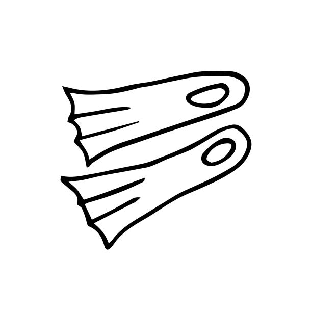 脚蹼是手绘的涂鸦风格。一双脚蹼线图标。用于移动概念和网页设计的线性风格标识。游泳脚蹼轮廓矢量图标。象征,标志说明。矢量图形图片下载