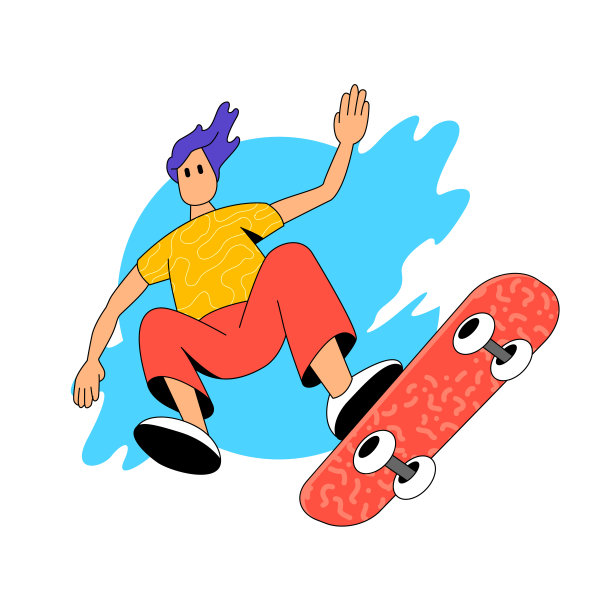 快乐的人在滑板上跳图片下载