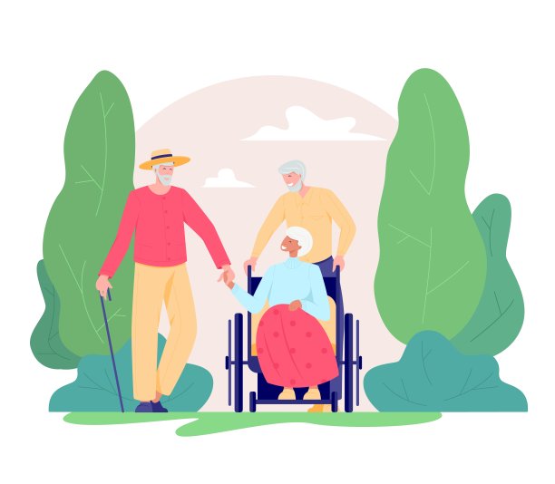 一群老人在户外散步图片下载