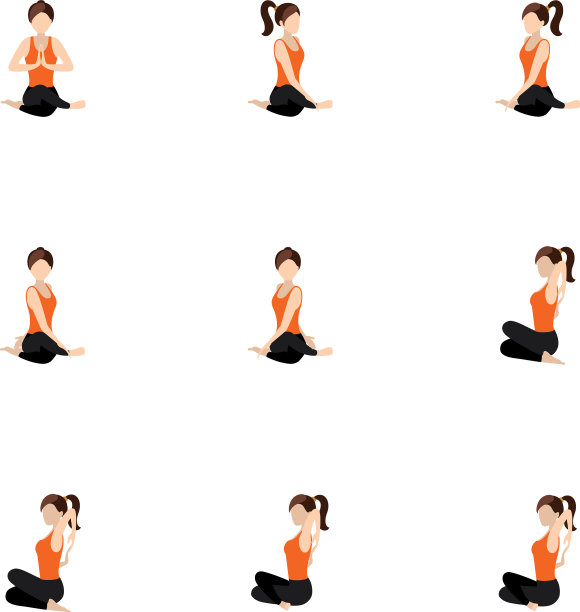 牛脸姿势变化瑜伽体式套装图片下载