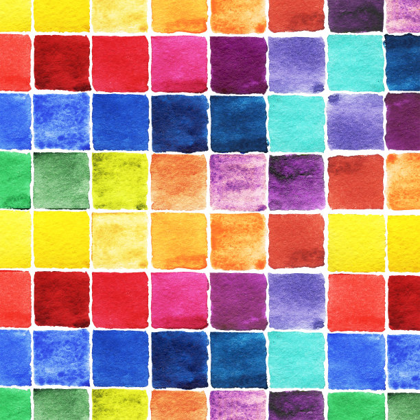 水彩抽象背景。方形色板多色模式。五彩缤纷的马赛克背景。图片下载
