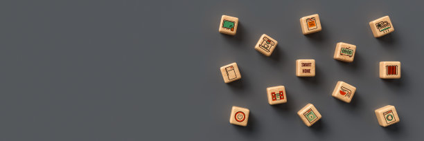 立方体与智能家居图标- 3d插图图片下载