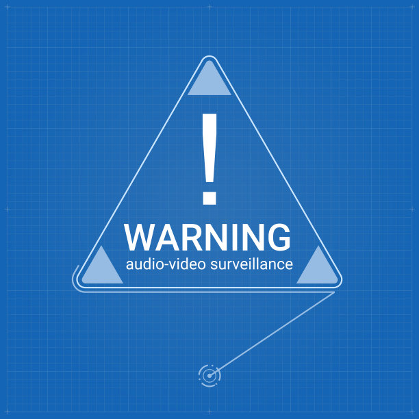 蓝图背景上三角形的警告标志。UI图标。用户界面元素。GUI的概念设计。矢量图图片下载