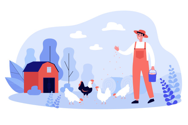 快乐的种鸡农民图片下载