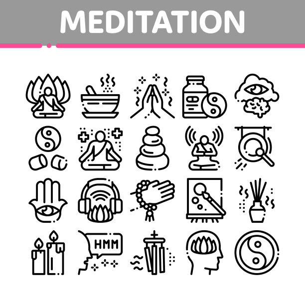冥想练习集合图标集图片下载