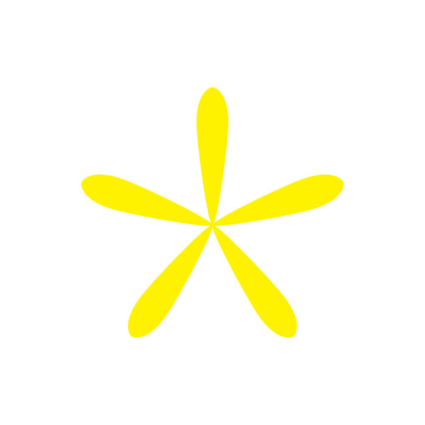 黄色花单孤立在白色背景，花瓣花黄色剪贴艺术，插图花为孩子，简单的花为卡片装饰图形图片下载