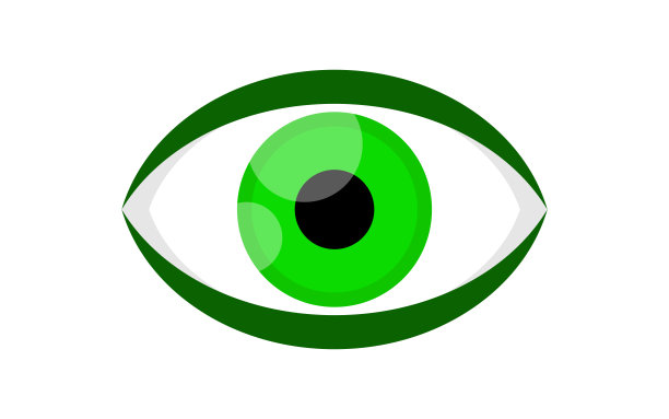 眼睛绿色图标孤立在白色的背景，插图眼球绿色的保健概念，绿色的眼睛图形标志，眼睛发红的视力，看到，视觉，看，查看和光学符号图片下载