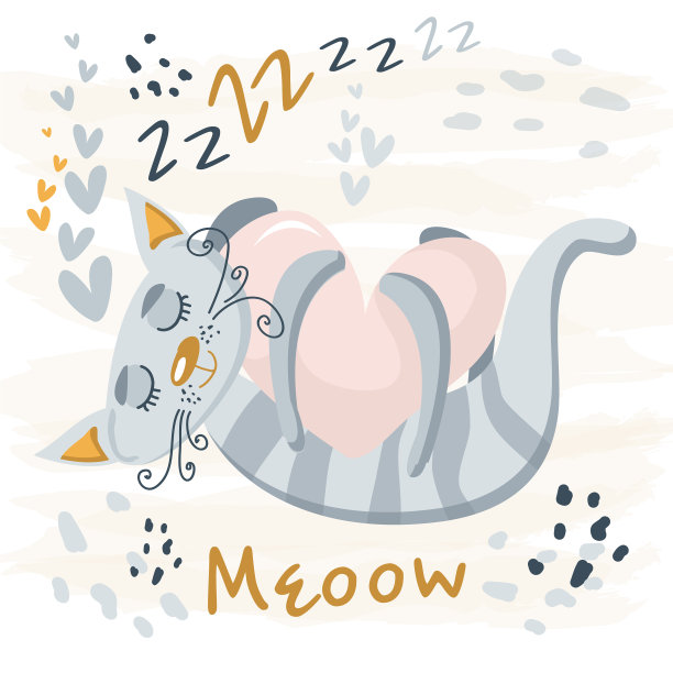 熟睡的灰萌猫巴动物托儿所图片下载