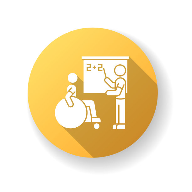 包容性教育黄色平面设计长阴影字形图标图片下载