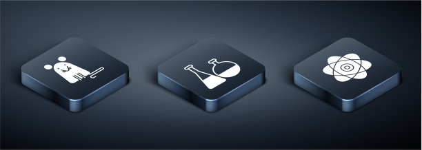 设置等距大鼠原子、试管和烧瓶图片下载