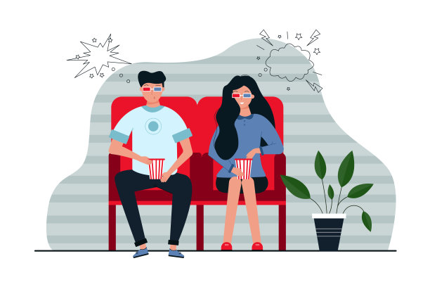 情侣、电影、娱乐、友谊概念图片下载