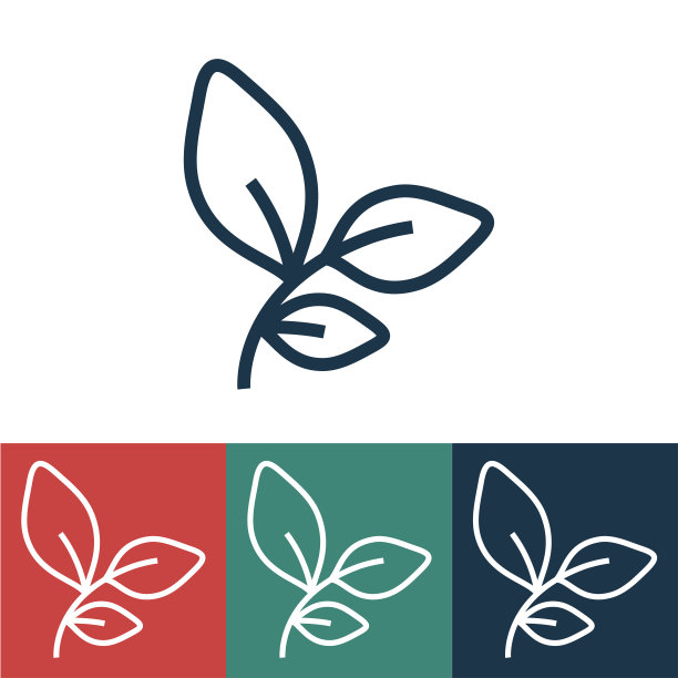 线性矢量图标与月桂叶图片下载