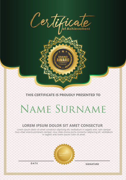 豪华垂直证书模板与优雅的纹理现代模式，文凭，矢量插图图片下载