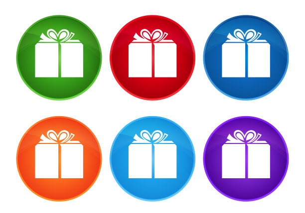 礼盒图标超圆按钮套装玻璃设计图片下载