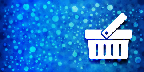 购物车图标特别光滑的散景蓝色旗帜背景闪闪发光的插图图片下载