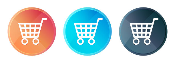 电子商务图标蒸汽雾圆形按钮设置闪亮的插图图片下载