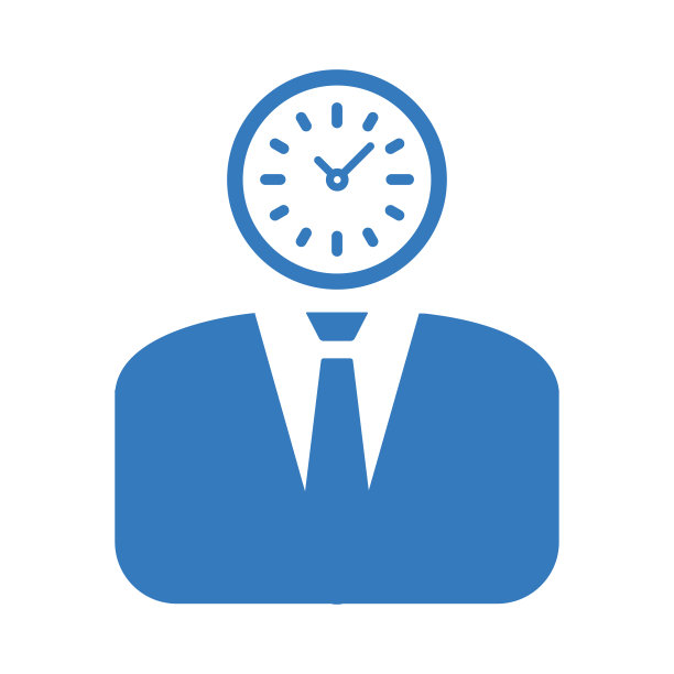 时间思考图标/蓝色向量图片下载