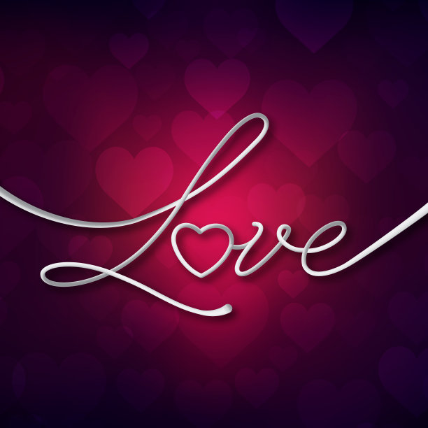 爱字的笔迹。浪漫的书法爱情风格图片下载