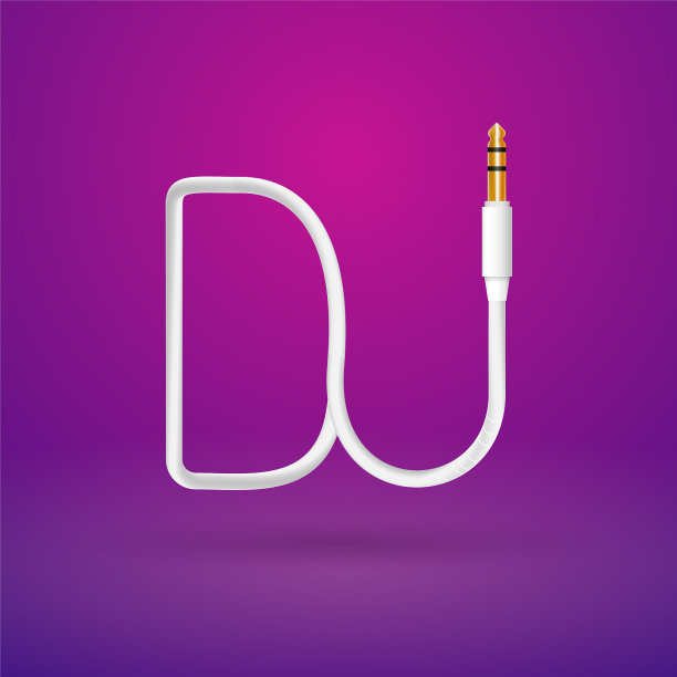 孤立的DJ标志有线音频插孔音乐图片下载
