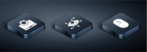 设置等距笔记本电脑和齿轮电脑鼠标和图片下载