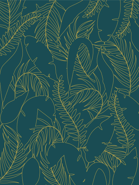 绿色背景上的黄色叶子图案。黄色的叶子纹理图片下载