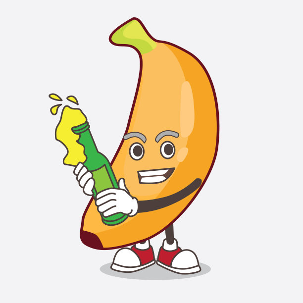 香蕉水果卡通吉祥物人物抱着一个图片下载