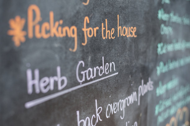 用粉笔写在黑板上的香草花园图片下载