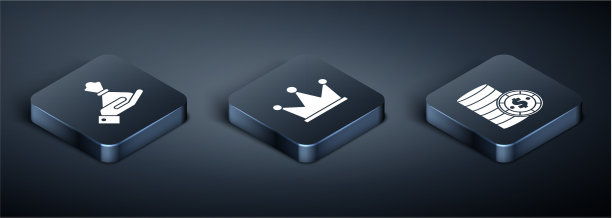 设定等距手握钱袋赌场筹码图片下载