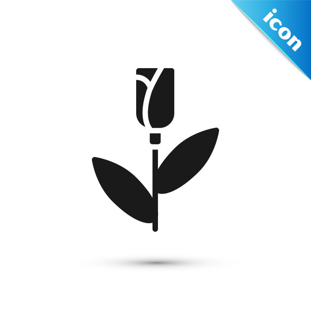 灰花玫瑰图标孤立在白色背景。向量图片下载