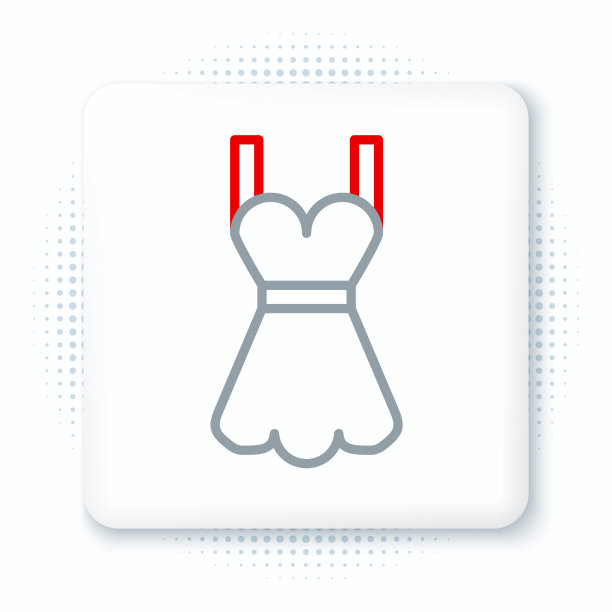 线女人服装图标孤立在白色背景。衣服的迹象。色彩斑斓的轮廓的概念。向量图片下载