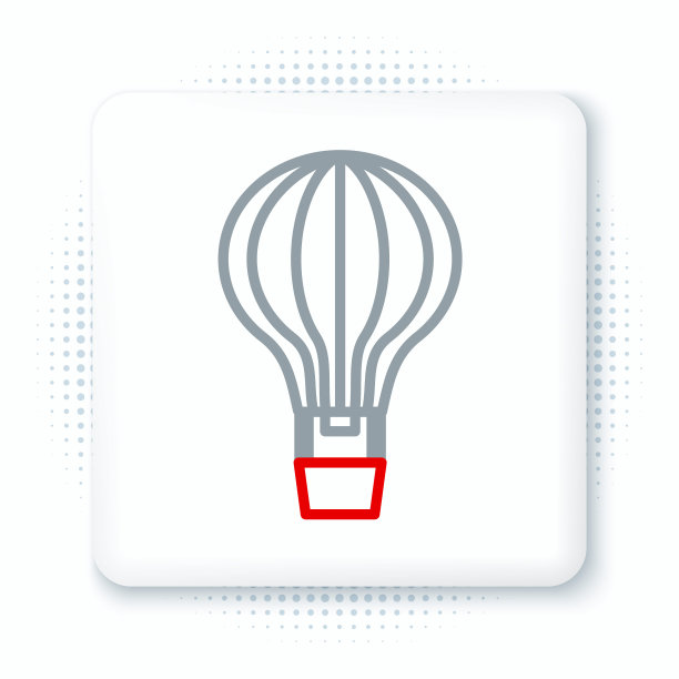 白色背景上孤立的热气球图标。航空运输。色彩斑斓的轮廓的概念。向量图片下载