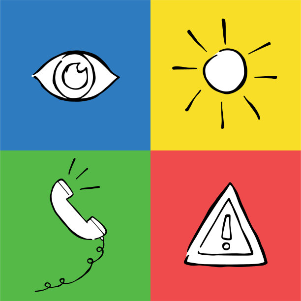 手绘涂鸦对象眼睛太阳呼叫图标图片下载