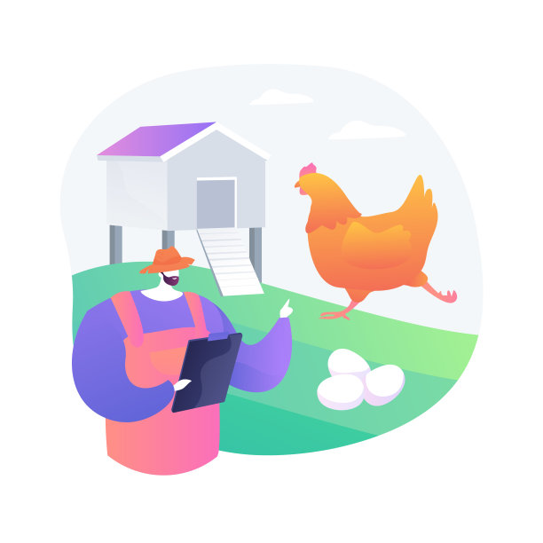 自由奔跑的鸡和鸡蛋抽象概念矢量插图。图片下载