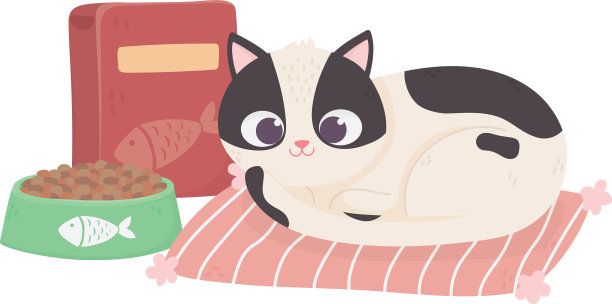 猫使我快乐的猫与碗食物和盒子图片下载