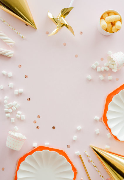 生日访问框架与复制空间为您的文本。贺卡的概念。平躺图片下载