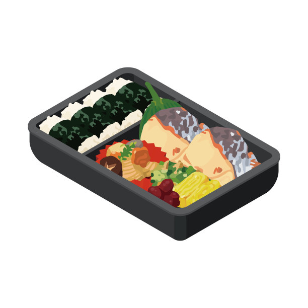 日本午餐盒饭。等距彩色插图。图片下载