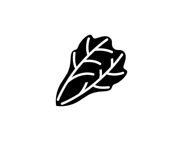 绿叶绿色矢量图标。孤立蔬菜绿叶符号-向量图片下载