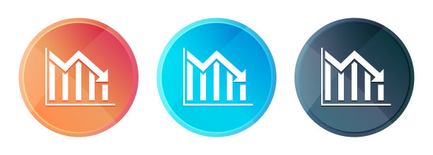 统计数据下降图标，蒸汽雾圆形按钮图片下载