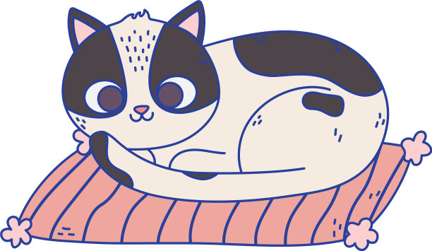 可爱的白色和黑色的猫休息在垫子宠物图片下载
