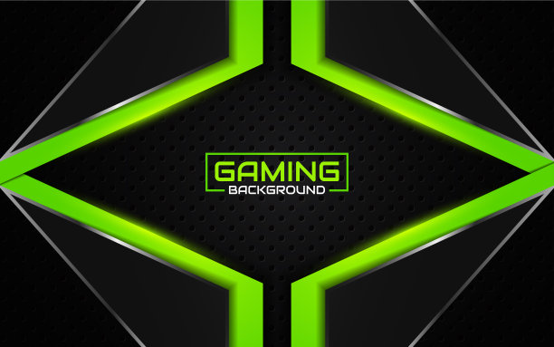 抽象未来的黑色和绿色游戏背景与现代电子竞技形状。图片下载