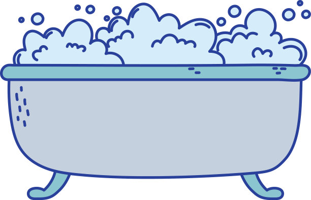 浴缸泡沫泡沫肥皂清洁图标卡通图片下载